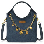 Wrangler WG533-9801NY - Navy - Wrangler Charm Chain Hobo Tote Bag