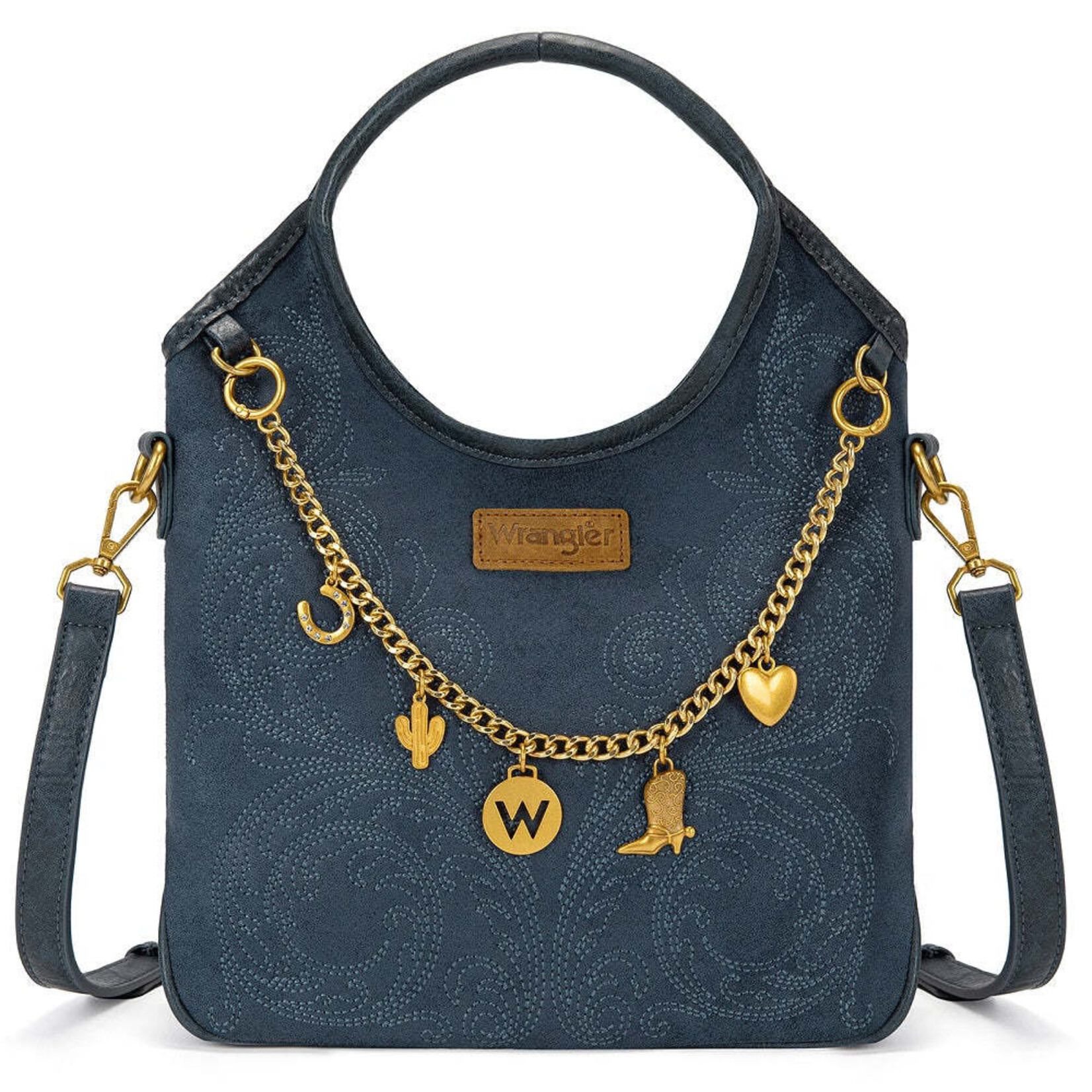 Wrangler WG533-9801NY - Navy - Wrangler Charm Chain Hobo Tote Bag