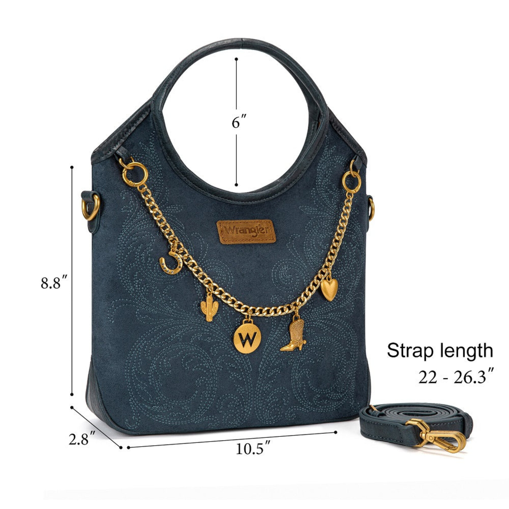 Wrangler WG533-9801NY - Navy - Wrangler Charm Chain Hobo Tote Bag