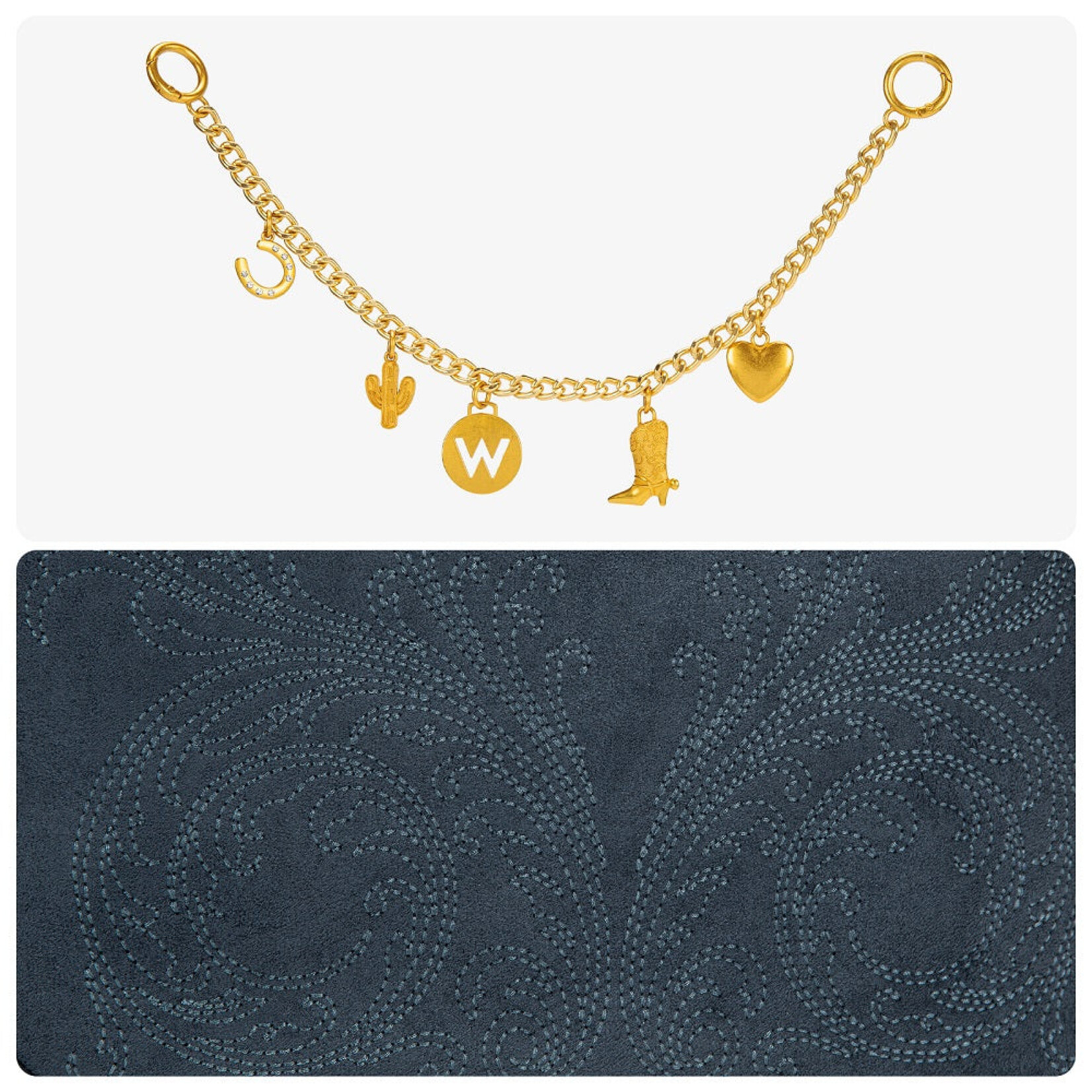 Wrangler WG533-9801NY - Navy - Wrangler Charm Chain Hobo Tote Bag