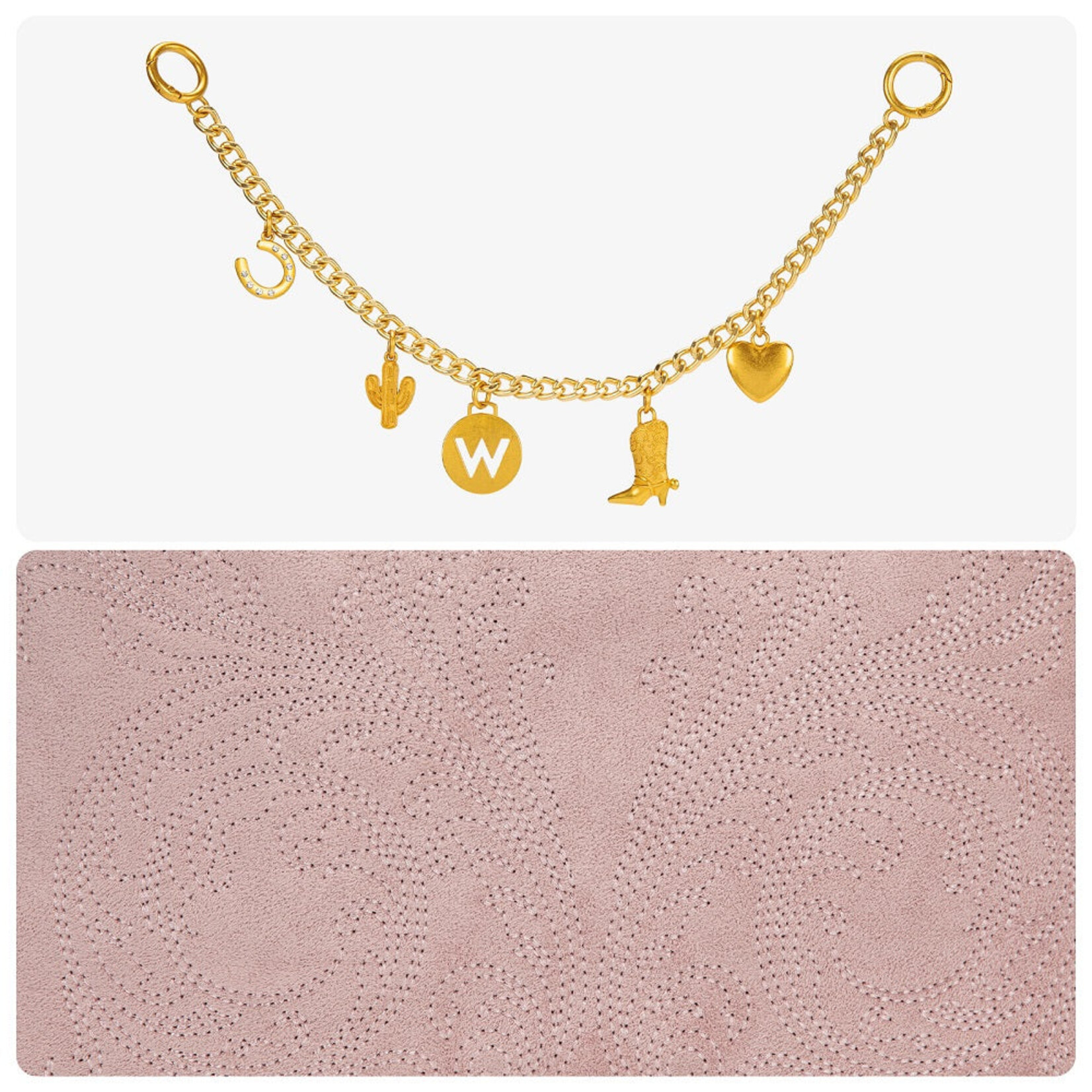Wrangler WG533-9801PK - Pink - Wrangler Charm Chain Hobo Tote Bag