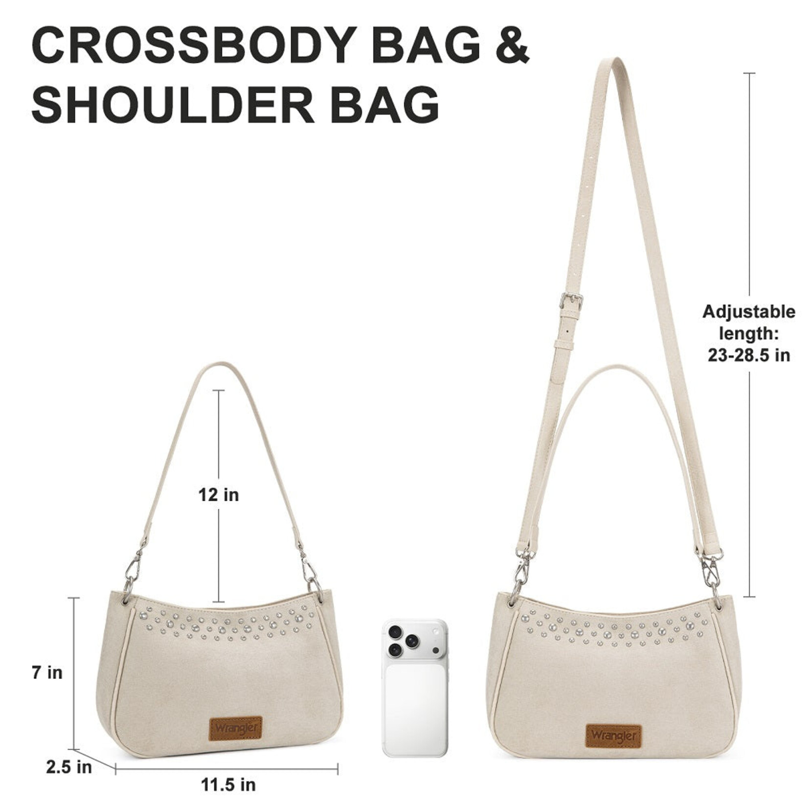 Wrangler WG-HB-585-2003-BG - Beige - Wrangler Studded Western Shoulder Crossbody Bag