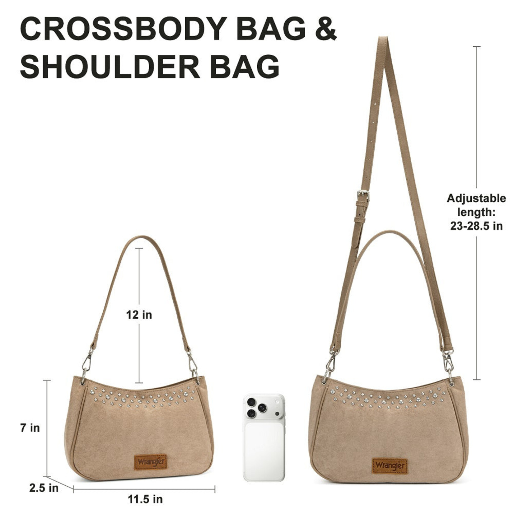 Wrangler WG-HB-585-2003-KH - Khaki - Wrangler Studded Western Shoulder Crossbody Bag