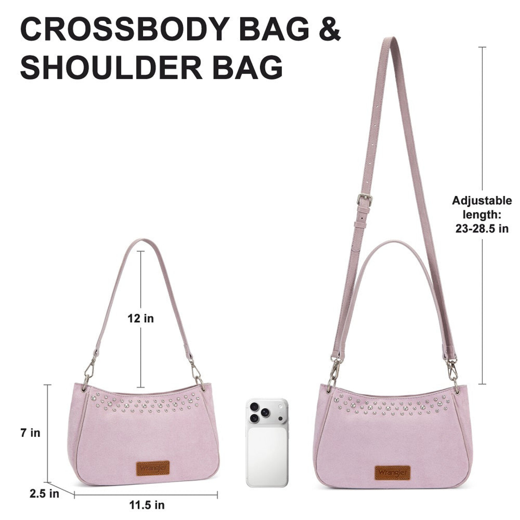 Wrangler WG-HB-585-2003-PP - Purple - Wrangler Studded Western Shoulder Crossbody Bag