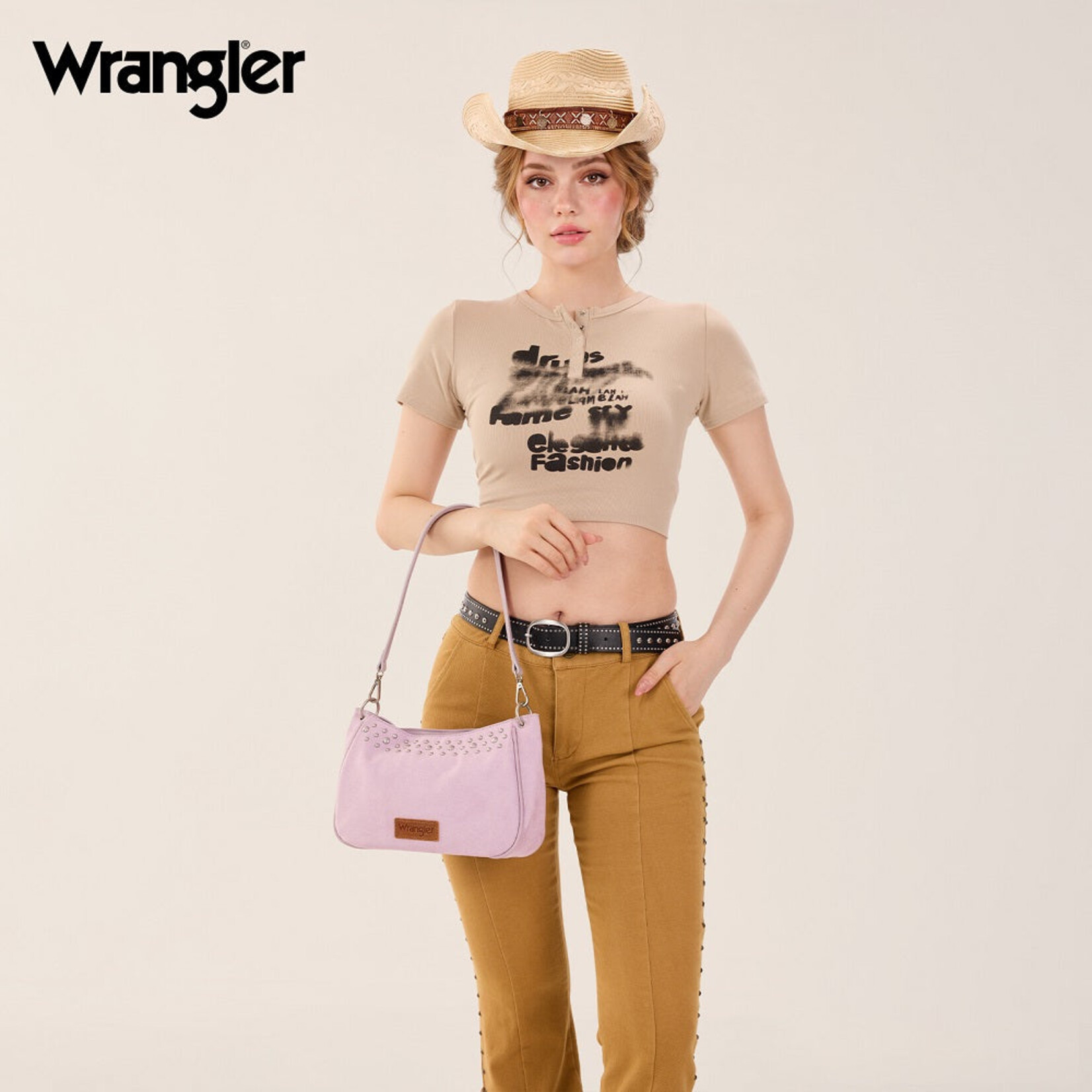 Wrangler WG-HB-585-2003-PP - Purple - Wrangler Studded Western Shoulder Crossbody Bag