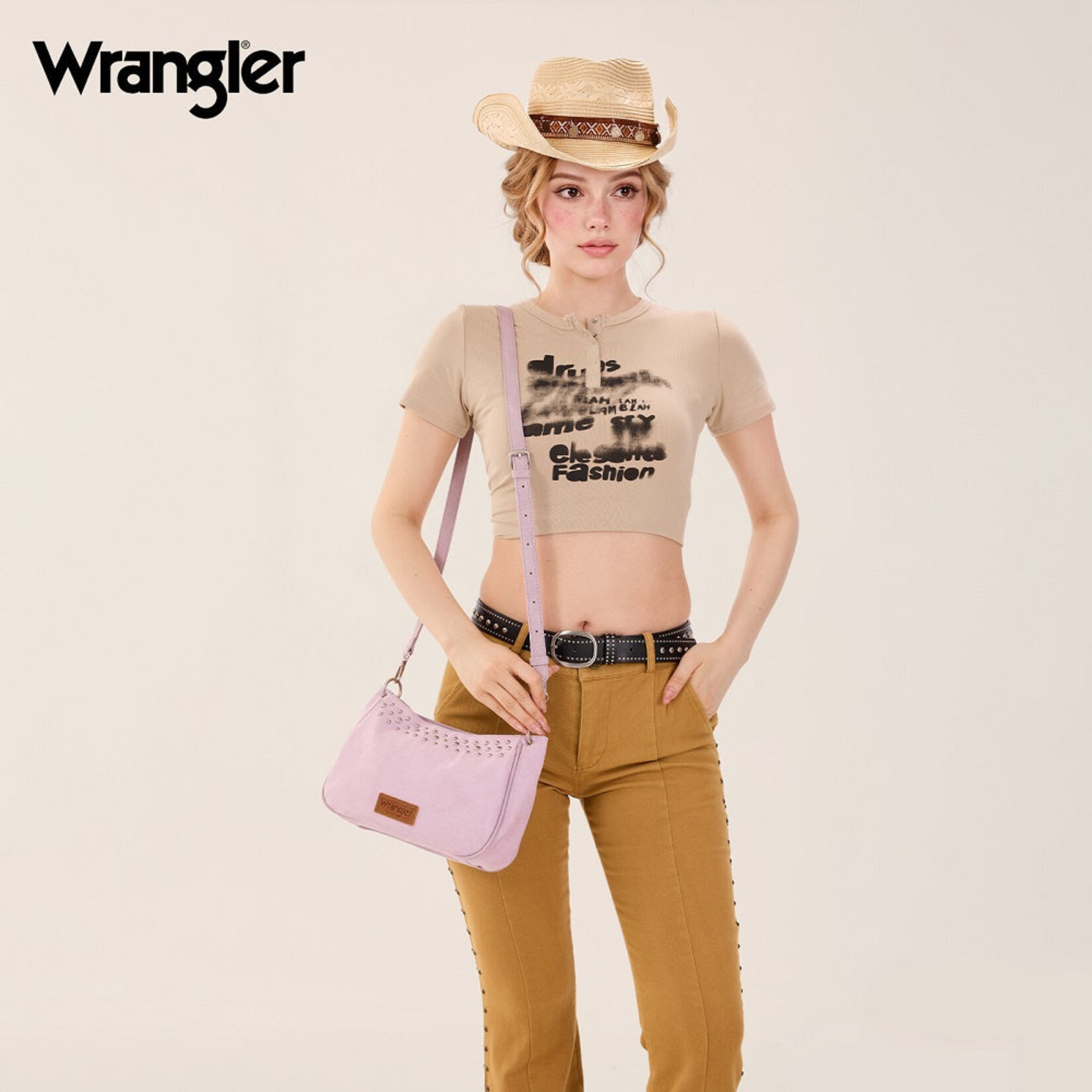 Wrangler WG-HB-585-2003-PP - Purple - Wrangler Studded Western Shoulder Crossbody Bag