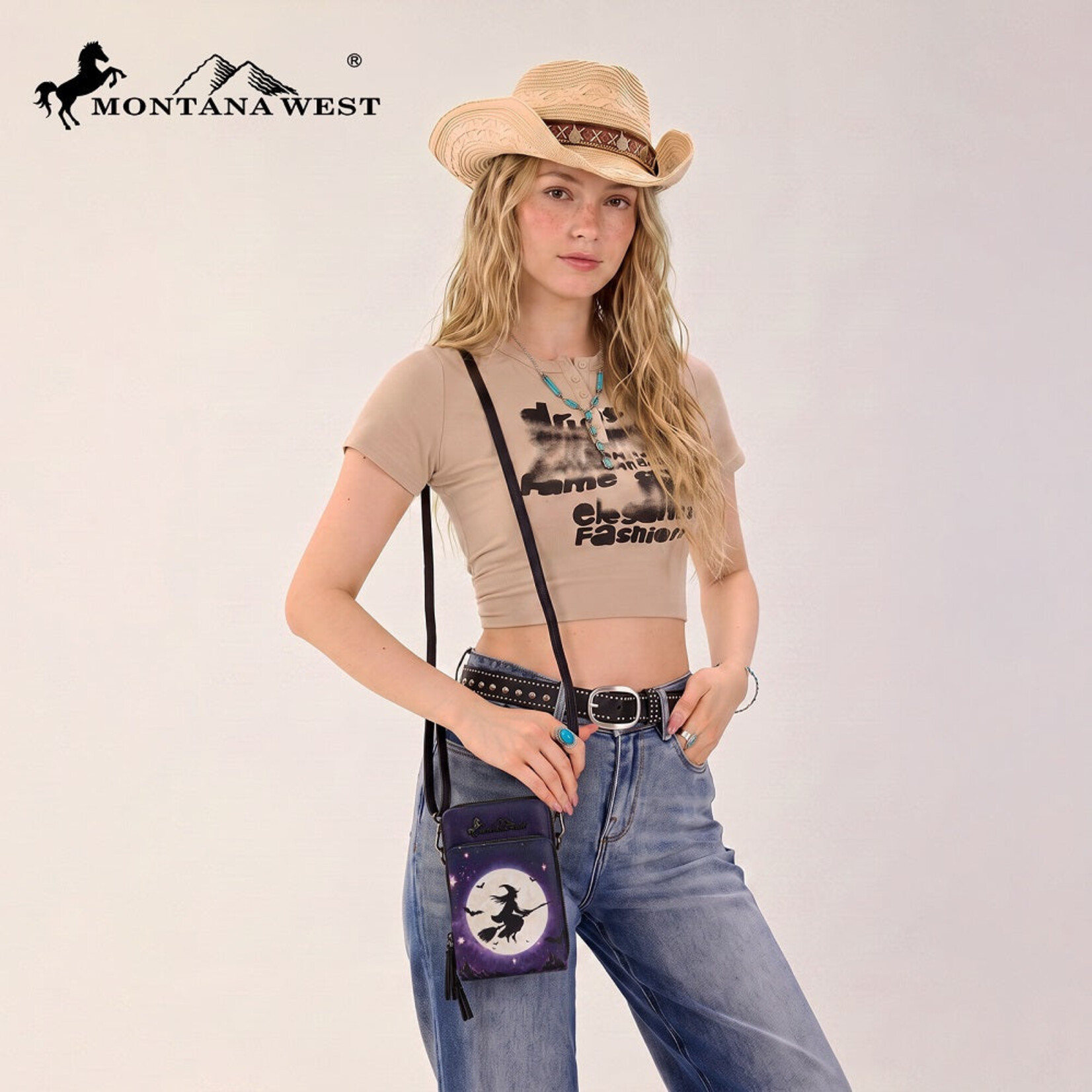 Montana West Inc MW-HB-1404-183-PP - Purple - Montana West Halloween Witch Moon Phone Wallet