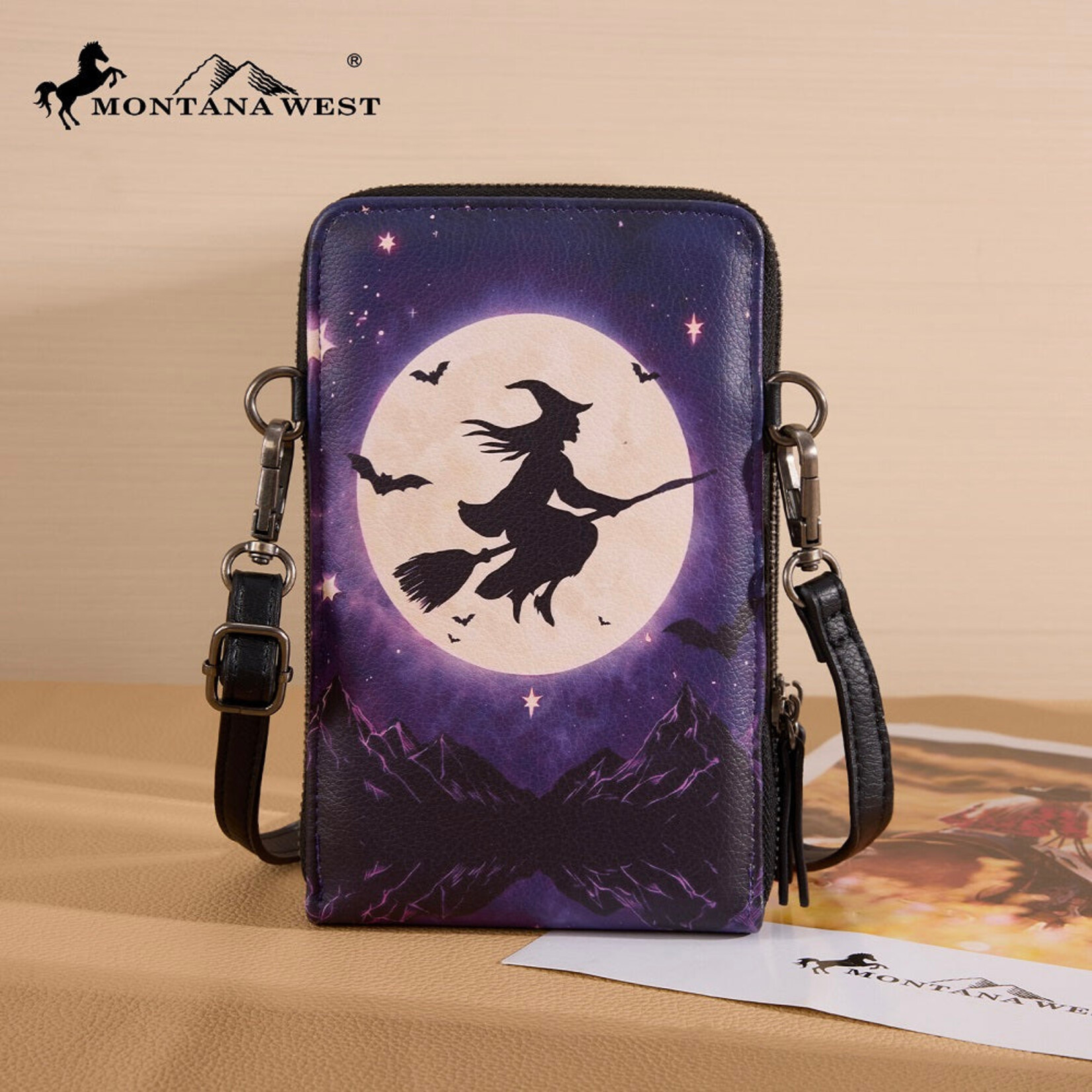 Montana West Inc MW-HB-1404-183-PP - Purple - Montana West Halloween Witch Moon Phone Wallet