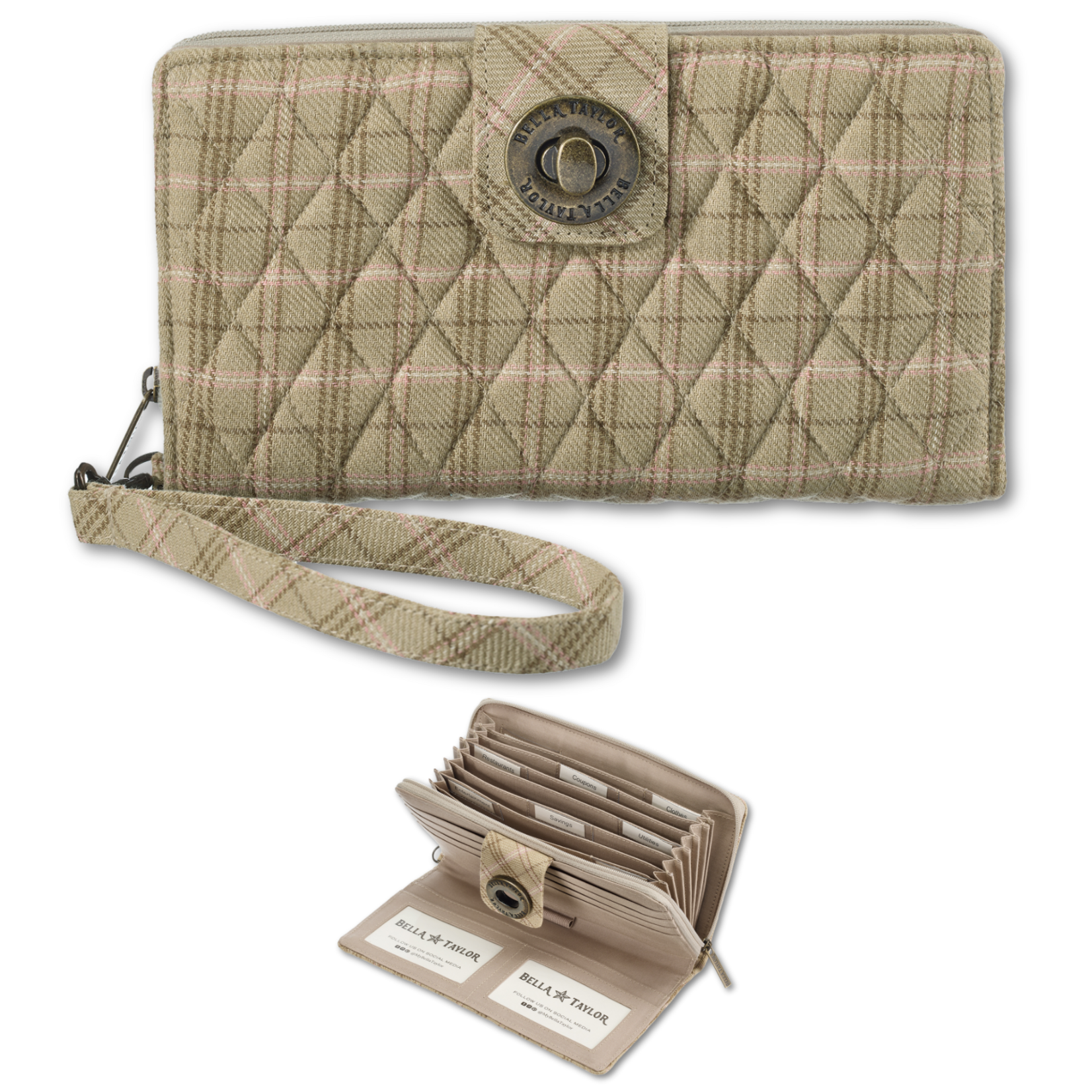Bella Taylor RFID Cash System Wallet - Willow Plaid