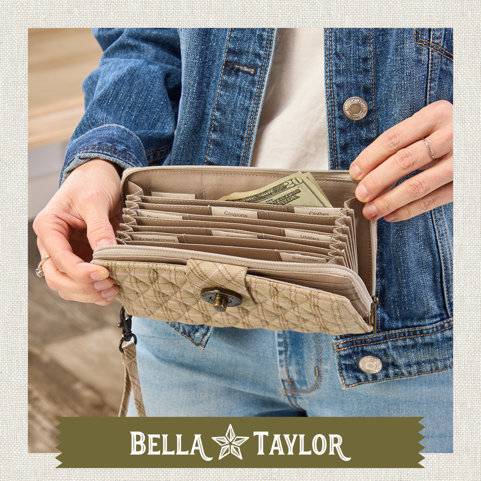 Bella Taylor RFID Cash System Wallet - Willow Plaid