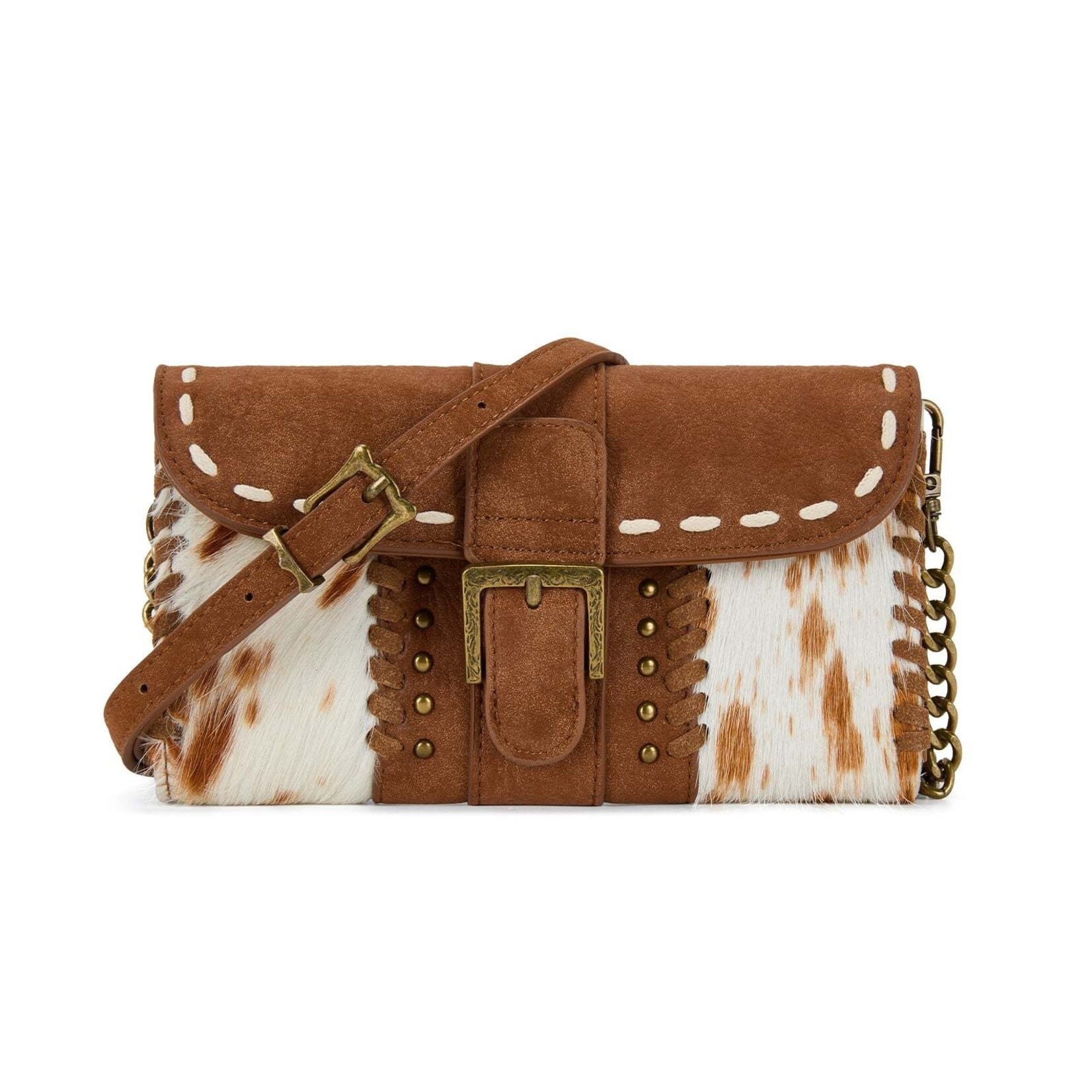 Trinity Ranch TR209-W2006BR Brown - Trinity Ranch Buckle Crossbody Wallet