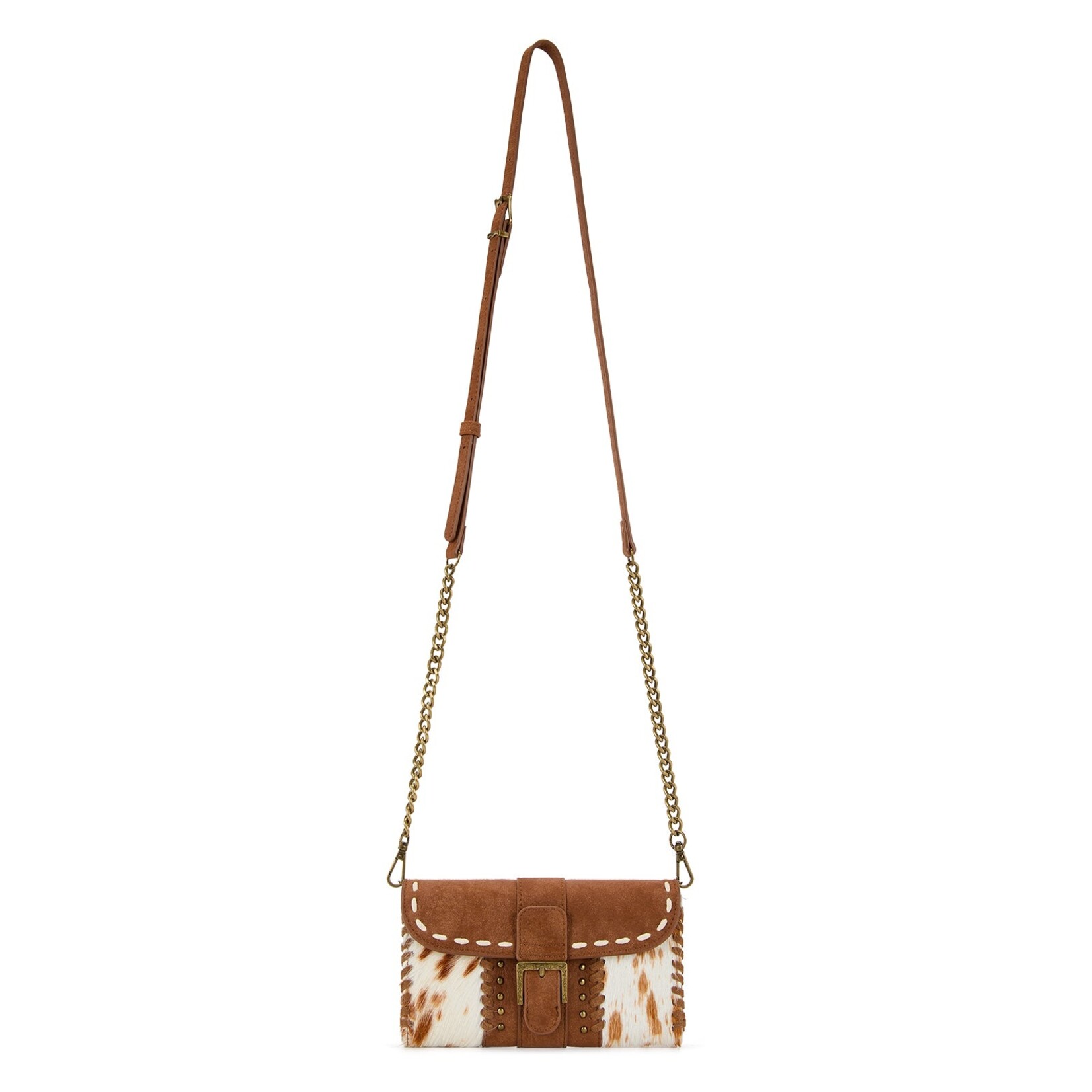 Trinity Ranch TR209-W2006BR Brown - Trinity Ranch Buckle Crossbody Wallet