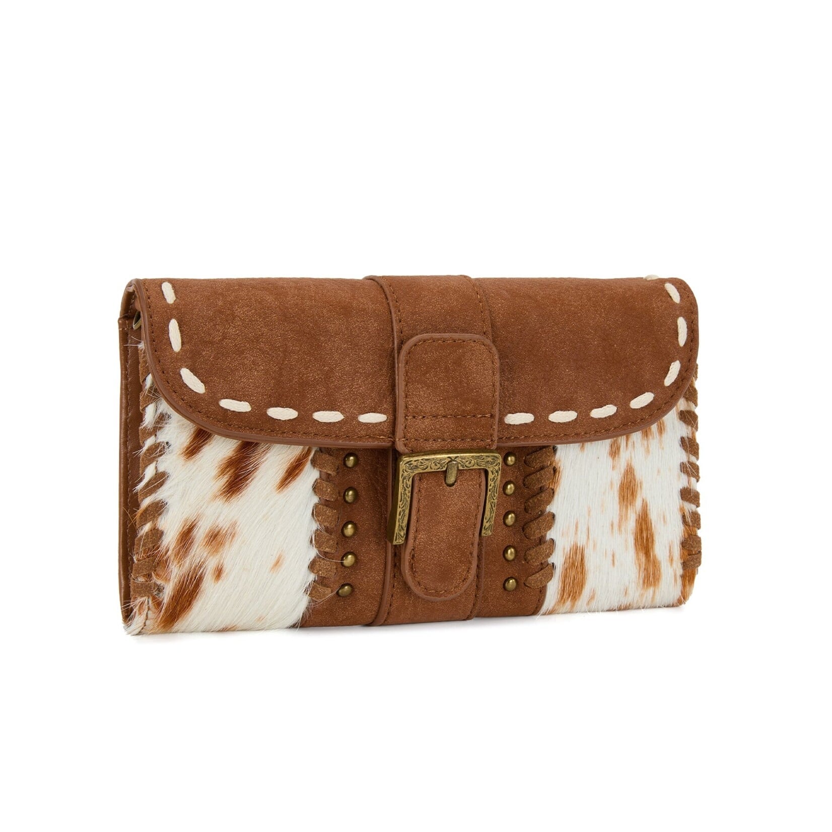 Trinity Ranch TR209-W2006BR Brown - Trinity Ranch Buckle Crossbody Wallet