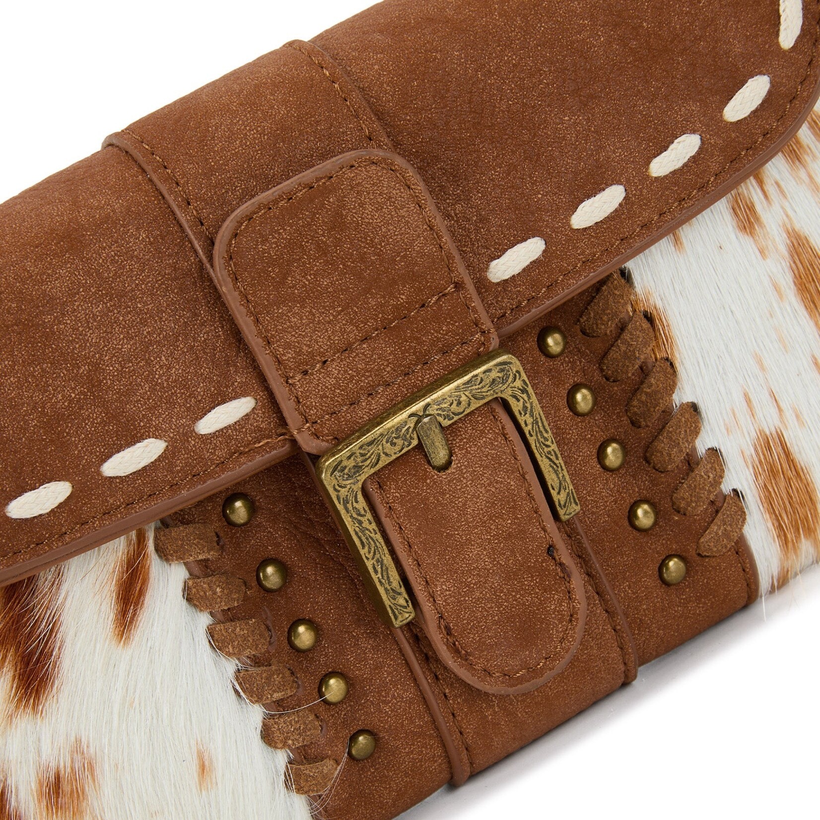 Trinity Ranch TR209-W2006BR Brown - Trinity Ranch Buckle Crossbody Wallet