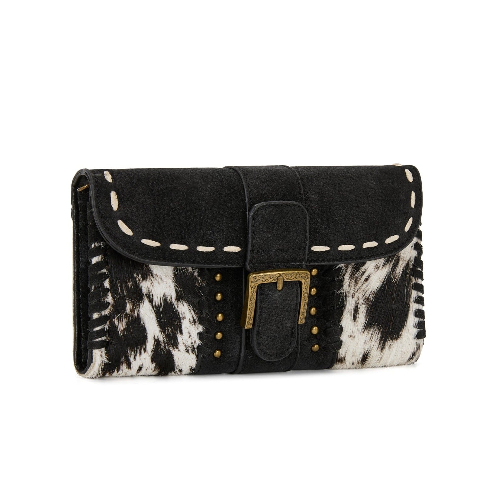 Trinity Ranch TR209-W2006BK  Black - Trinity Ranch Buckle Crossbody Wallet