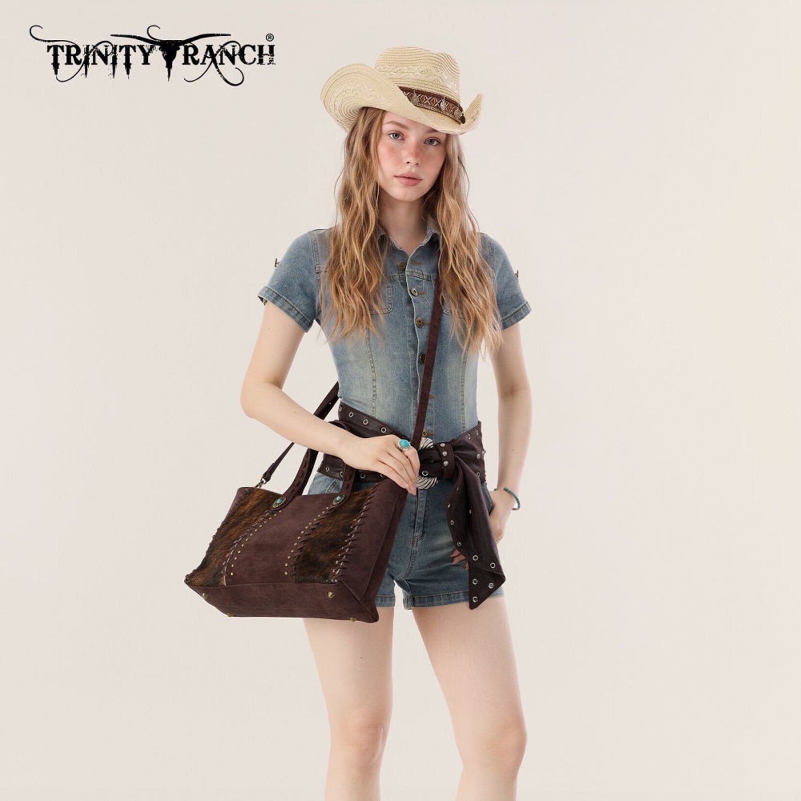 Trinity Ranch TR209H-8250CF  Coffee - Trinity Ranch Genuine Cowhide Conceal Carry Tote