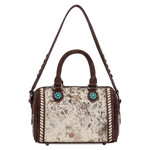 Trinity Ranch TR209-8323CF Coffee - Trinity Ranch Cowhide Print Crossbody Bag