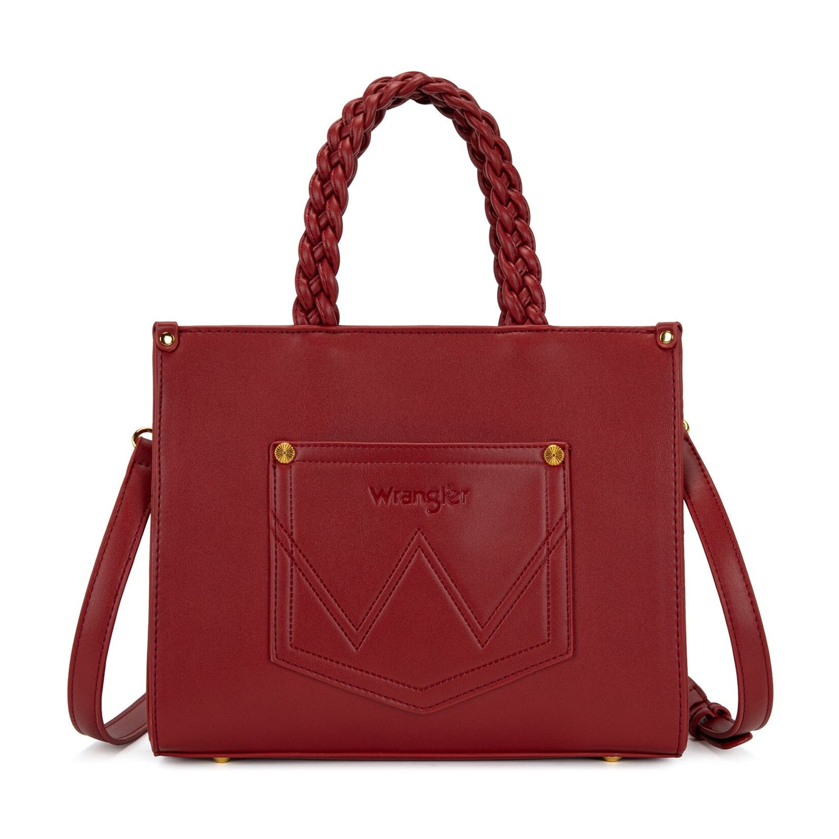 Wrangler WG-HB-438-8120-BDY Burgundy - Wrangler Floral Print Braided Tote