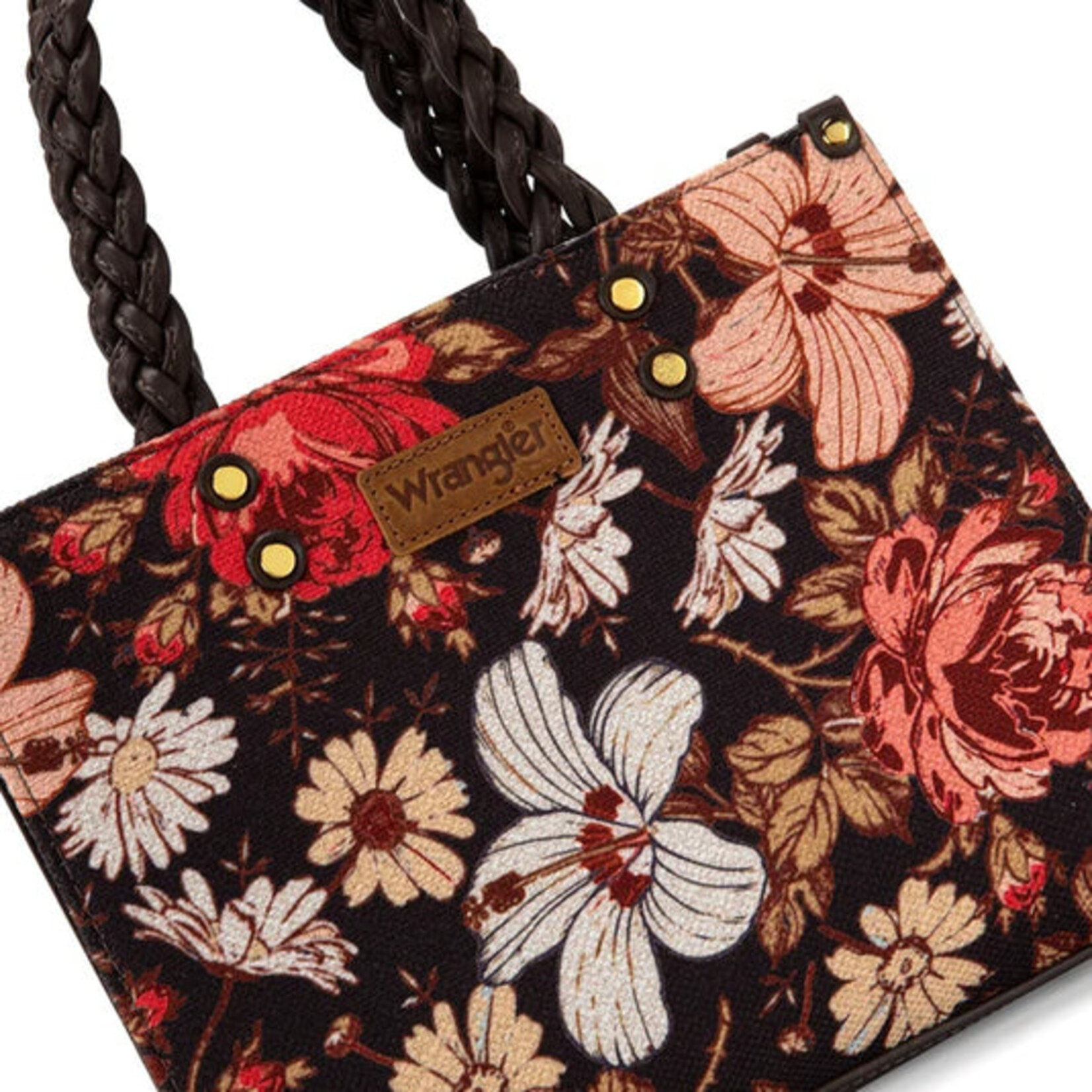 Wrangler WG-HB-438-8120-CF  Coffee - Wrangler Floral Print Braided Tote