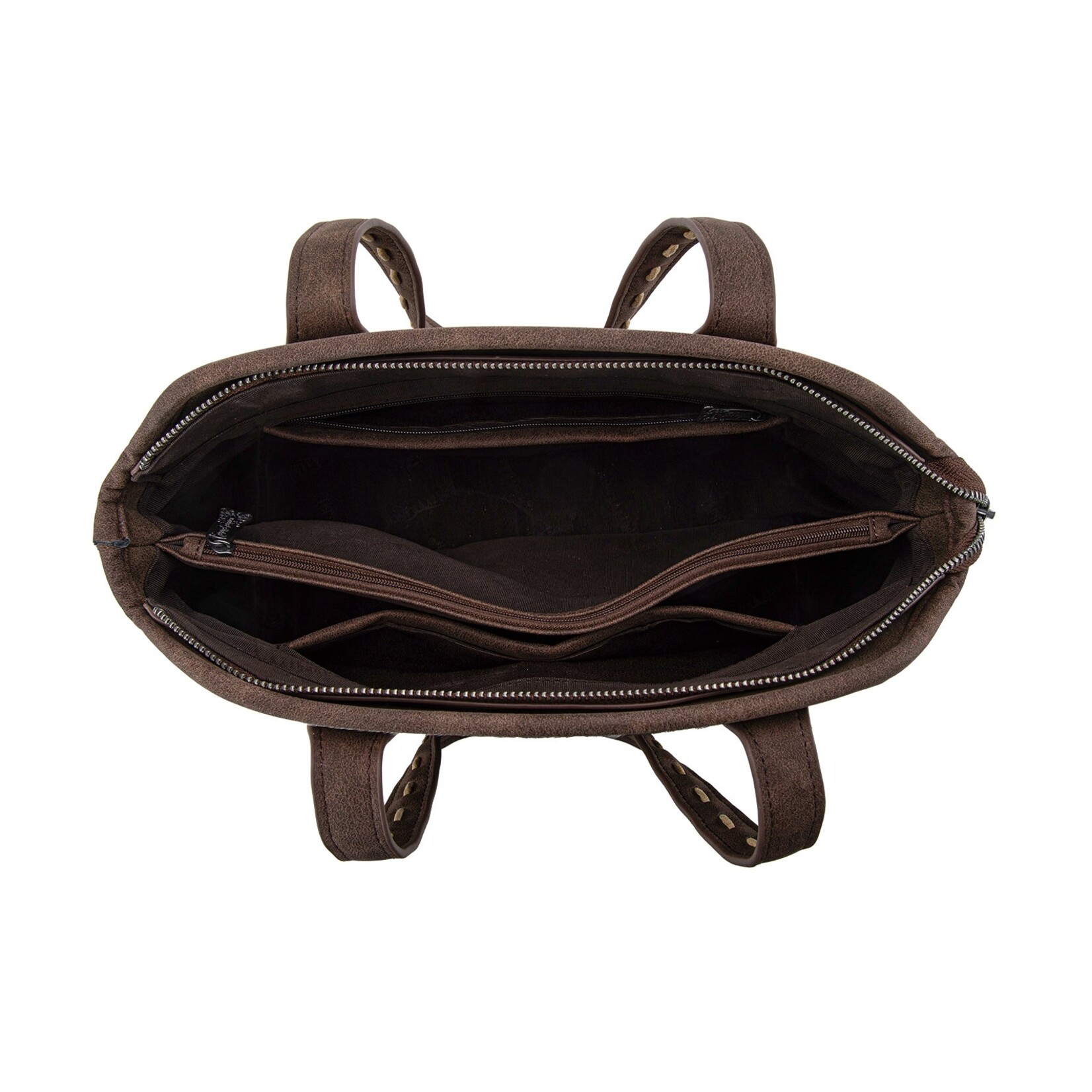 Trinity Ranch TR199G-8260CF - Coffee - Trinity Ranch Genuine Hair-On Cowhide Tooled Concealed Carry Tote