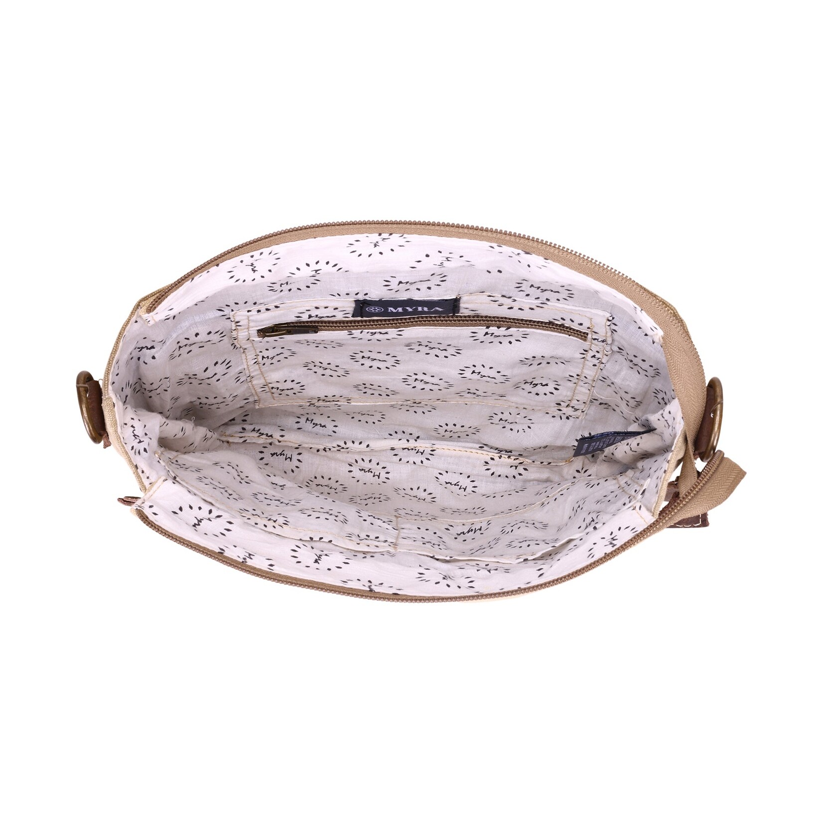 Myra Bags S-15052 Bricklebush Shoulder Bag for Women in olive with canvas patchwork