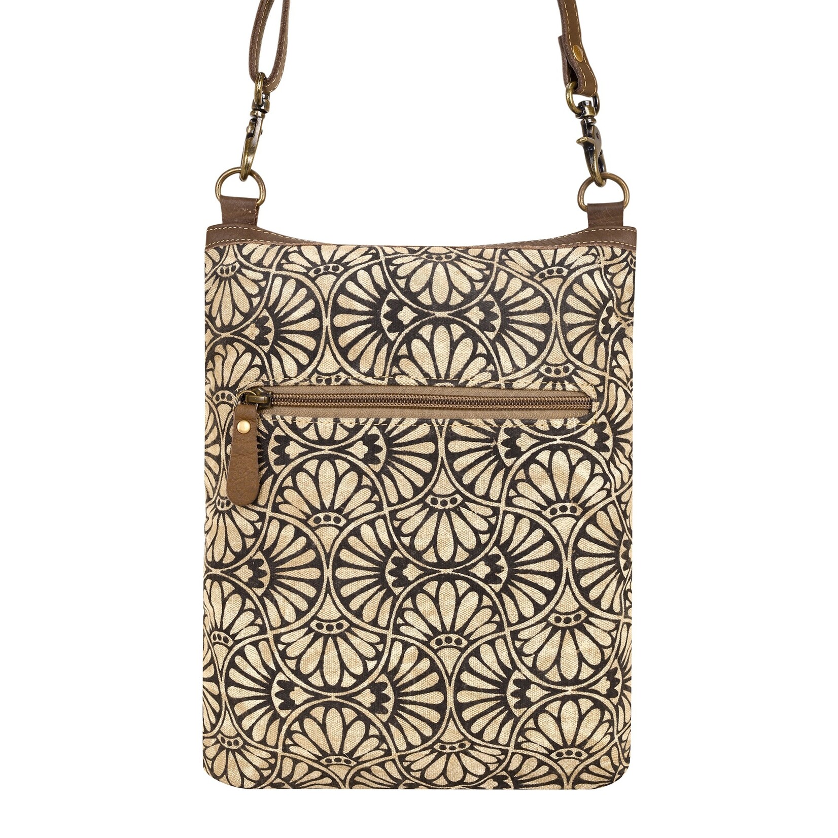 Myra Bags S-15062 Caprock Small Crossbody Bag with buckstitch trim in cream