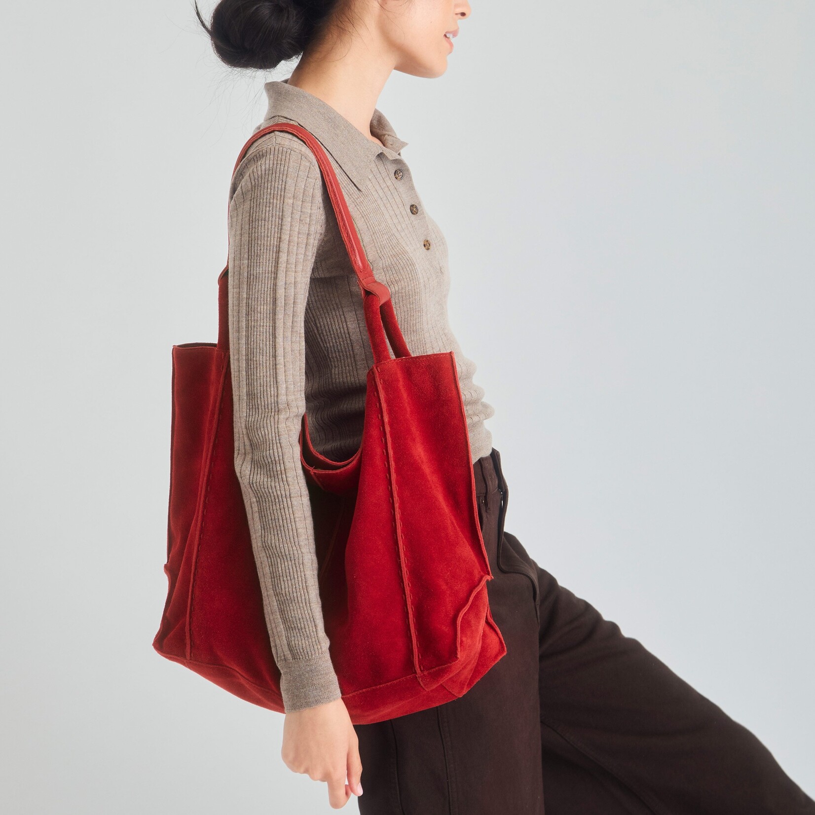 Los Feliz Large Tote Suede - Scarlet Suede