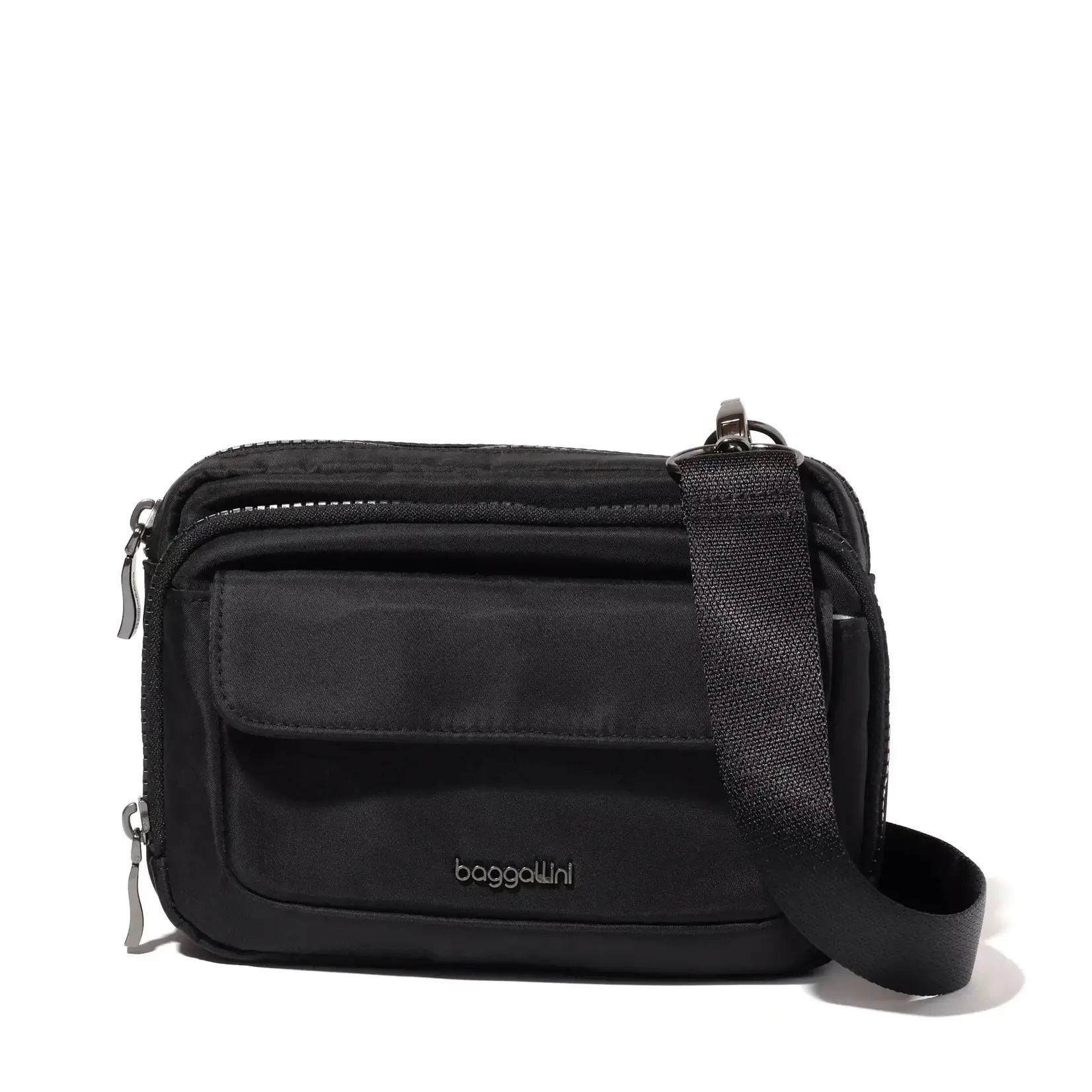 Baggallini Modern Double Zip Crossbody - Black