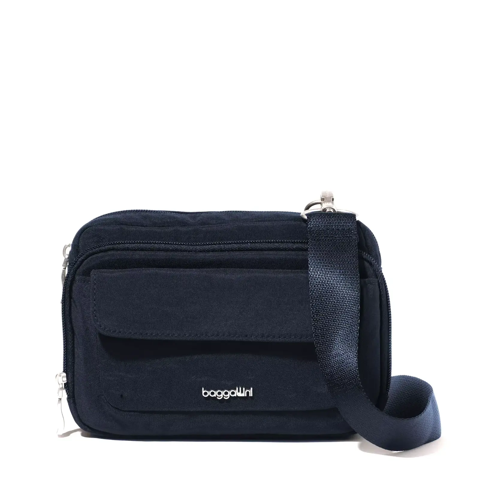 Baggallini Modern Double Zip Crossbody - French Navy TWILL