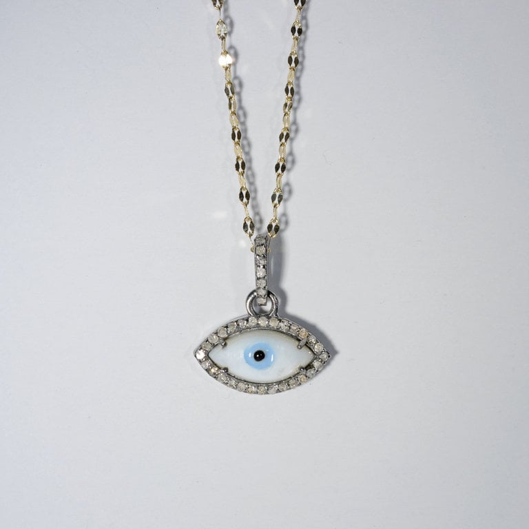 Feathered Soul Enamel Diamond Eye Pendant