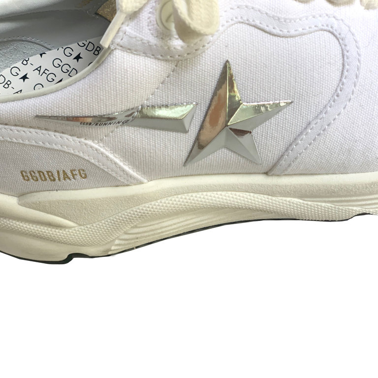 Golden Goose White/Silver Running Sneaker