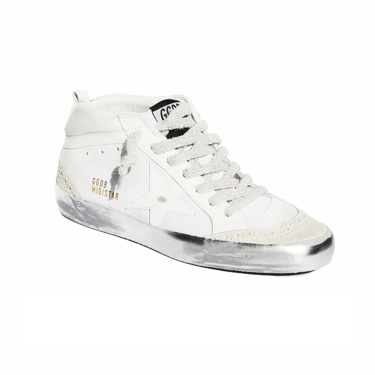 Golden Goose Faded Sparkle White Mid Star