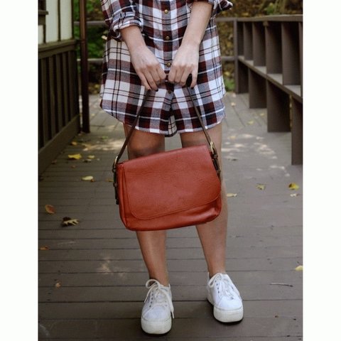 Brown Checkered Convertible Bag