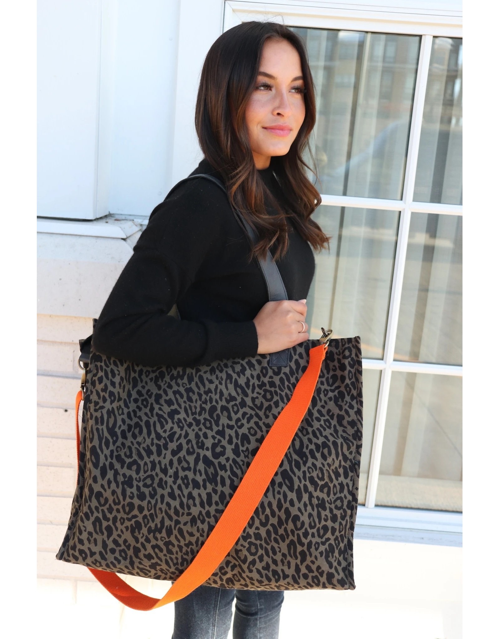 Panache Accessories Leopard Bag with Orange Strap