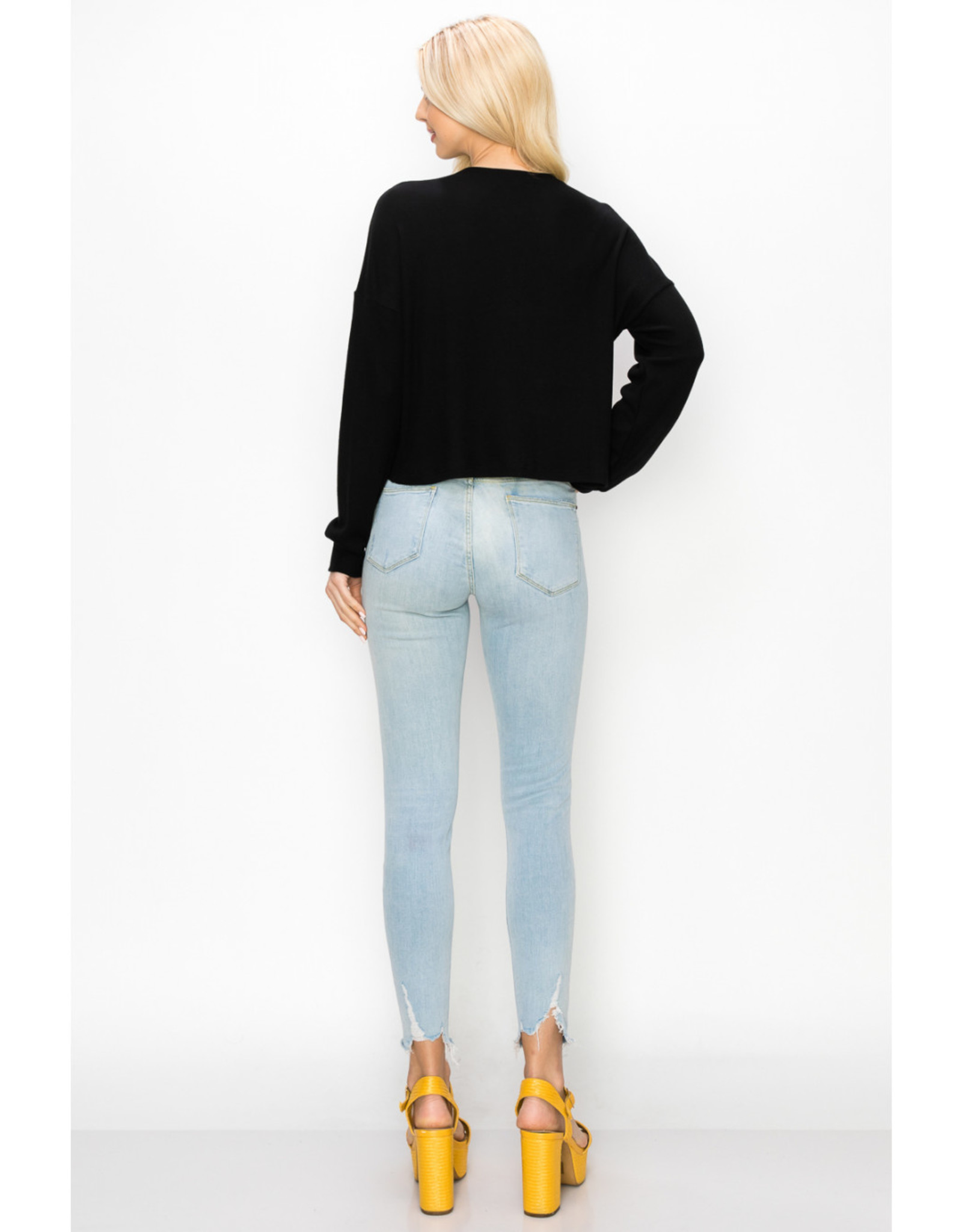Coin1804 Long Sleeve Cropped Henley Top