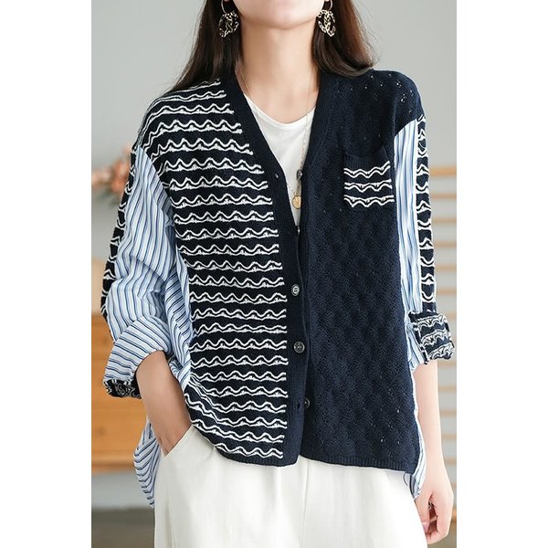 Esley Mixed Texture Cardigan Sweater
