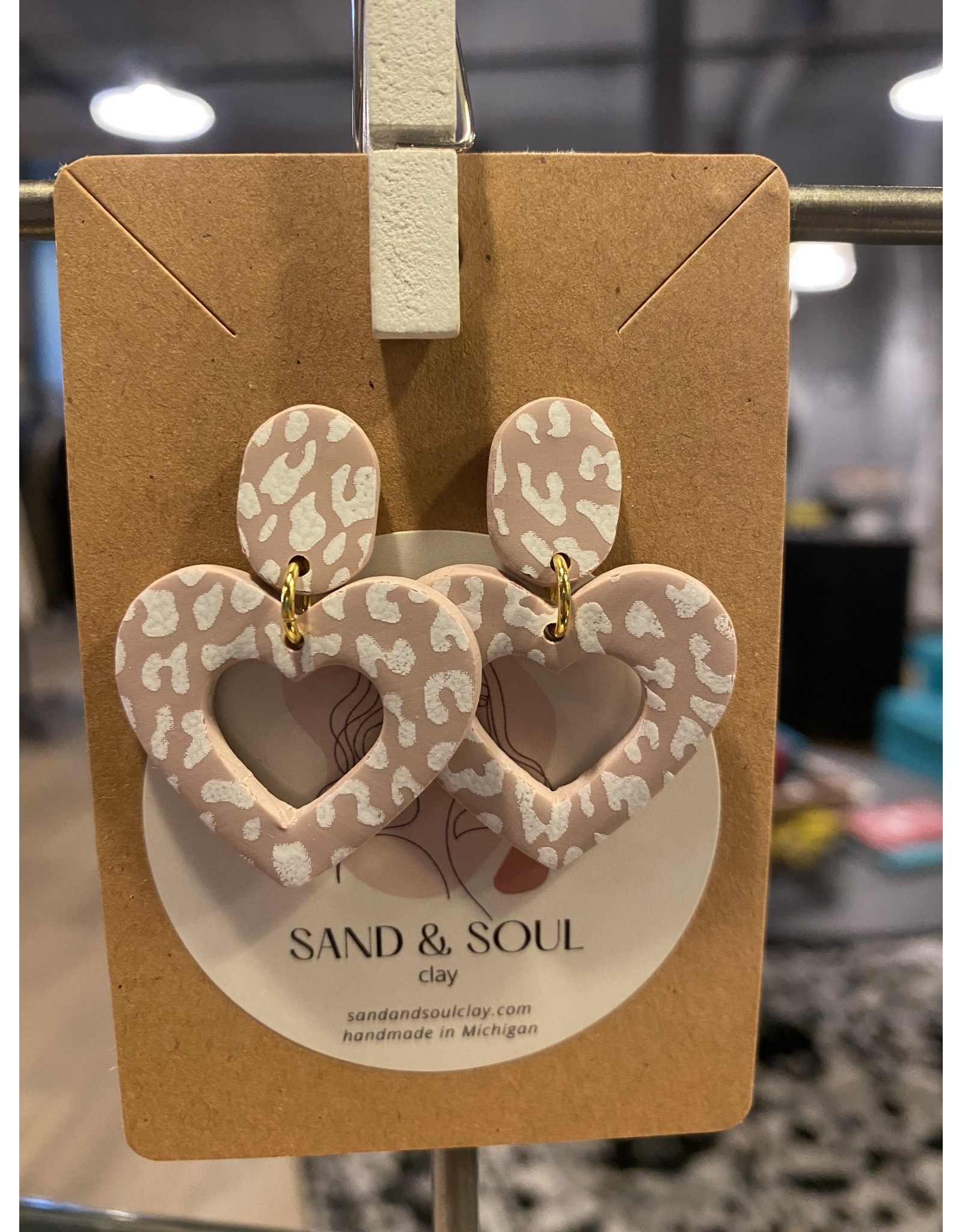 Sand & Soul Double Heart Dangle Clay Earrings