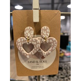Sand & Soul Double Heart Dangle Clay Earrings