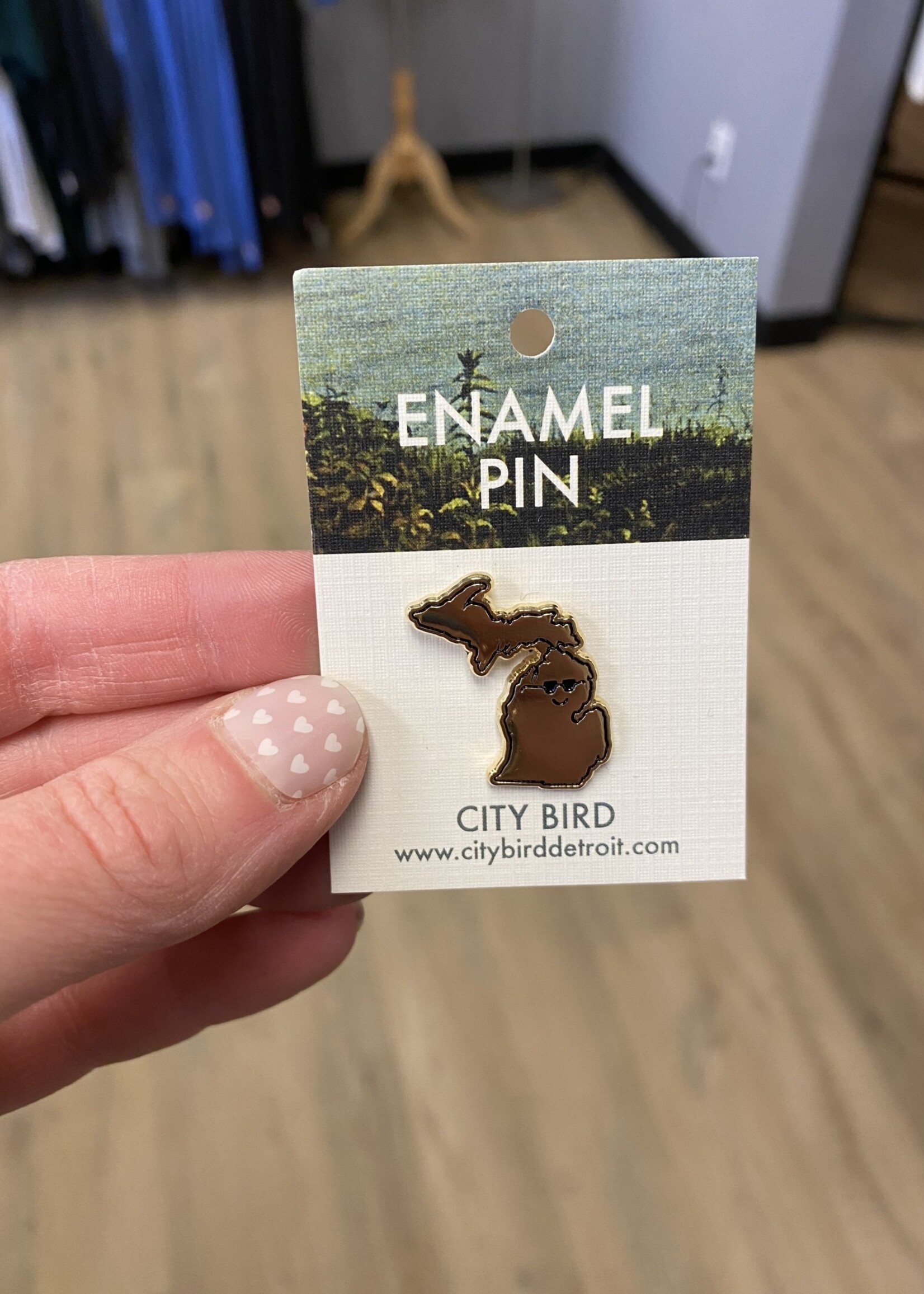 City Bird MI Enamel Pin