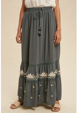 In Loom Tiered Embroidered Maxi Skirt