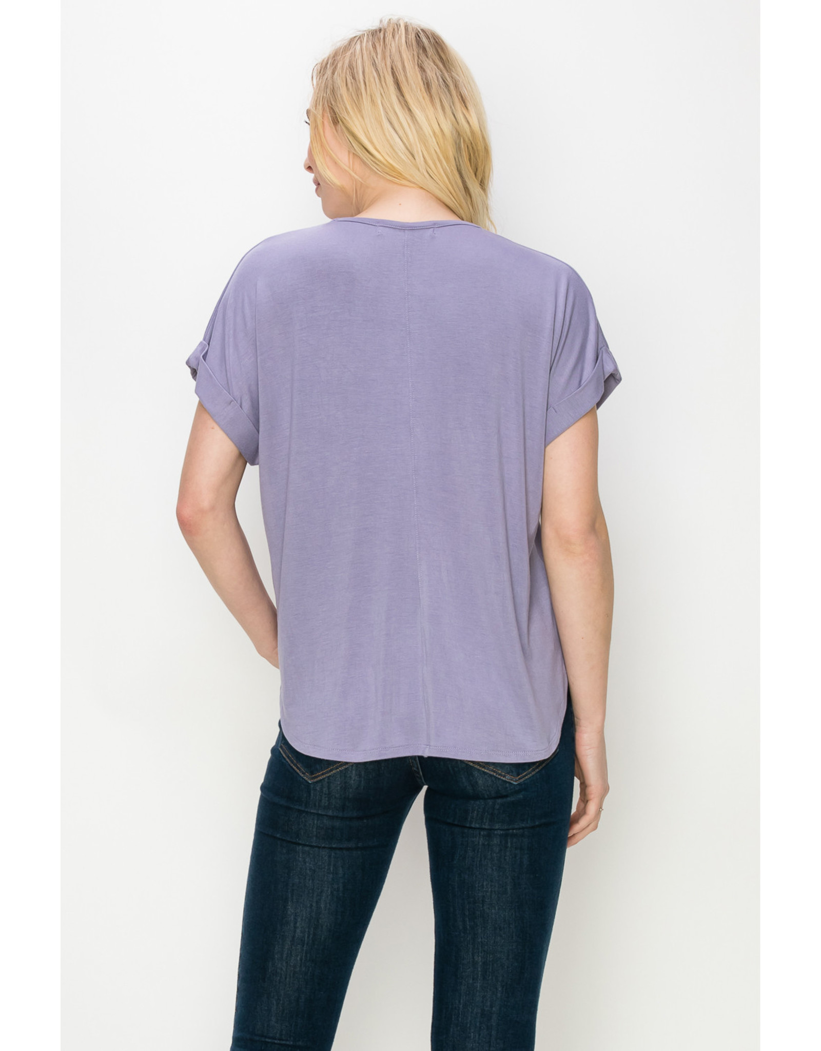 Coin1804 V Neck Rolled Sleeve Top