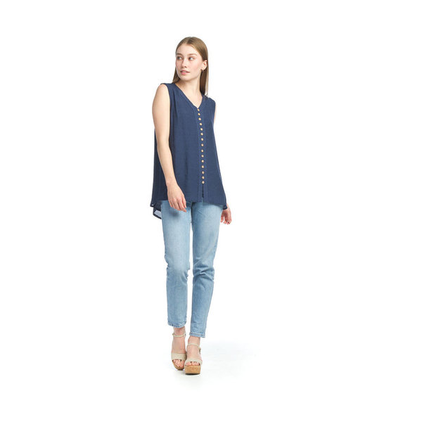 Papillon Lined Sleeveless Button Front Blouse
