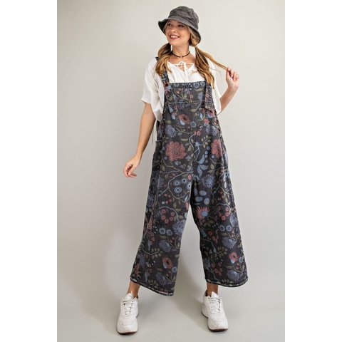 Vintage Washed Floral Overalls