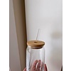 Illustrated Glass with Bamboo Lid & Glass Straw