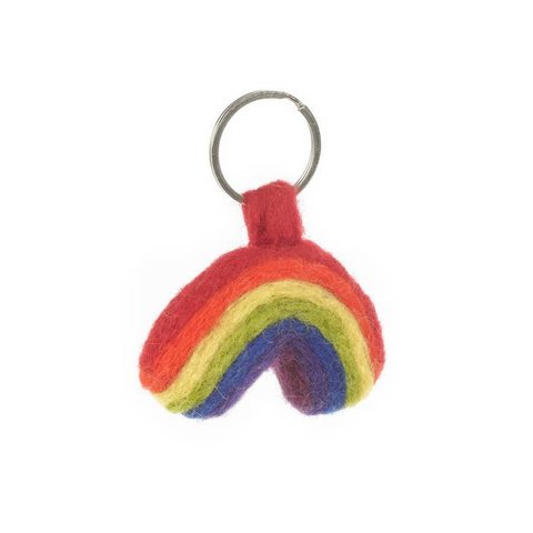 Felted Rainbow Key Ring