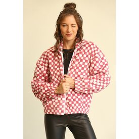 GiGiO Checkerboard Sherpa Zip Jacket