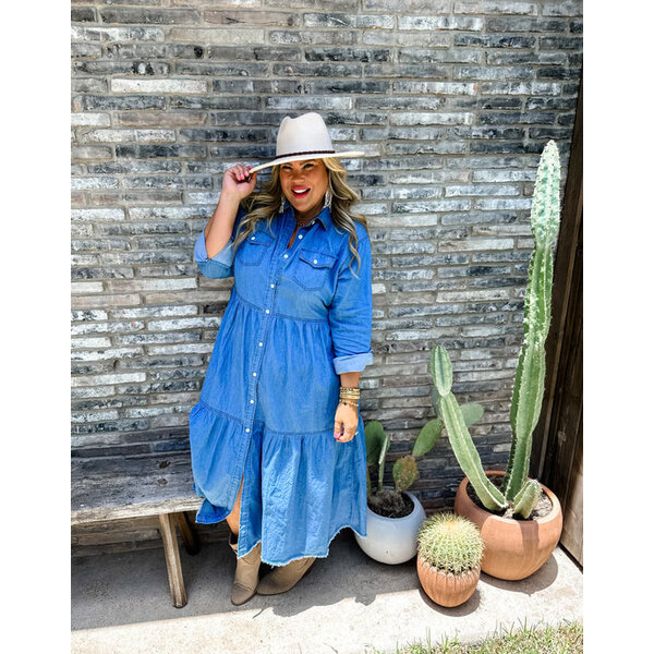 Right Where You Are Denim Dress • Impressions Online Boutique