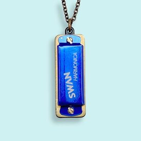 Ornamental Things Blue Harmonica Necklace