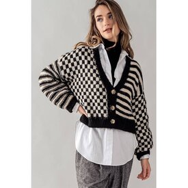 Relish Checkered Boxy Fit Cardigan