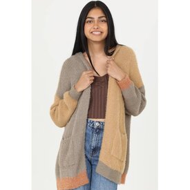 Angie Fuzzy Hooded Open Cardigan